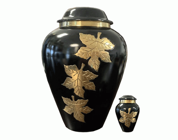 Golden Leaves Metal Urn MU331 Golden Leaves Metal Urn MU331