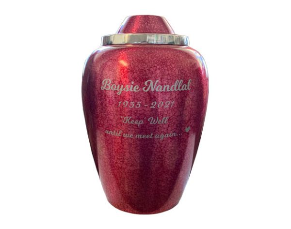 Digitial-Imprint-Script Red Plum Metal Urn MU125 Red Plum Metal Urn MU125