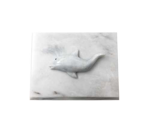 Dolphin White Marble Urn MAU023