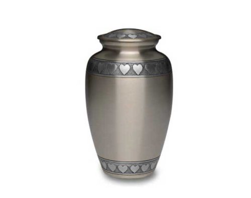 Silver-Hearts-Metal-Urn-MU240 Silver Hearts Metal Urn MU240