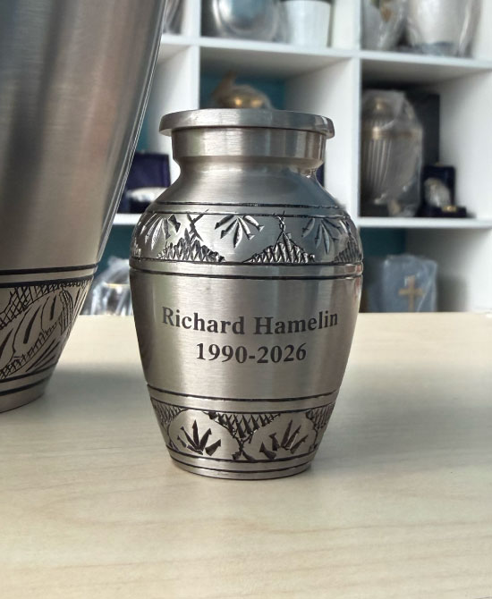 engraved metal urn for ashes personalized cremation urn with custom engraving