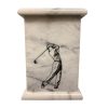 marble engraving featuring golfer