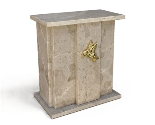 Elegant stone cabinet with bird design