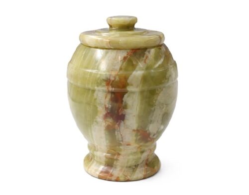 Natural green onyx marble urn