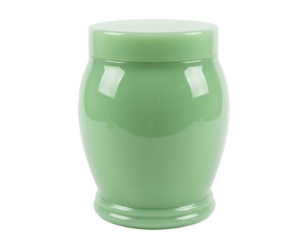 Green jade-style urn with polished finish