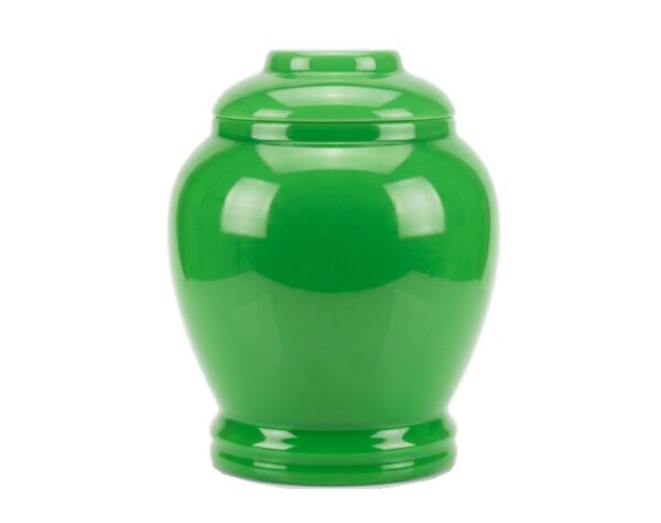 High-gloss green jade-like decorative urn