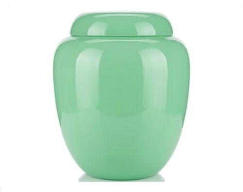 Glossy green marble urn