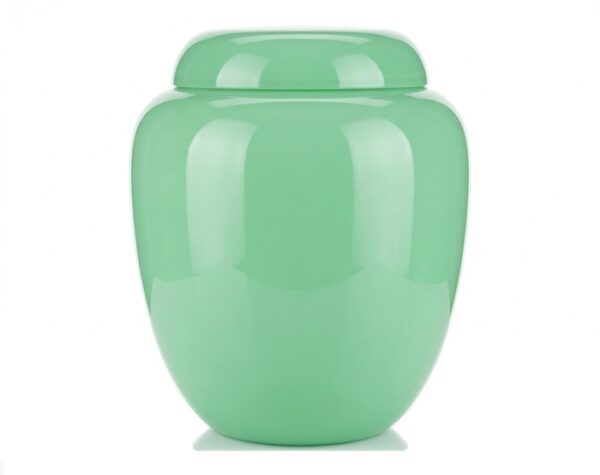 Glossy green marble urn