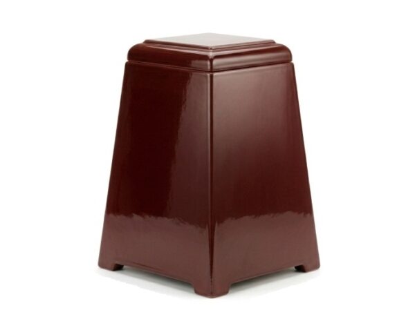 Mahogany wood urn with a smooth polished finish
