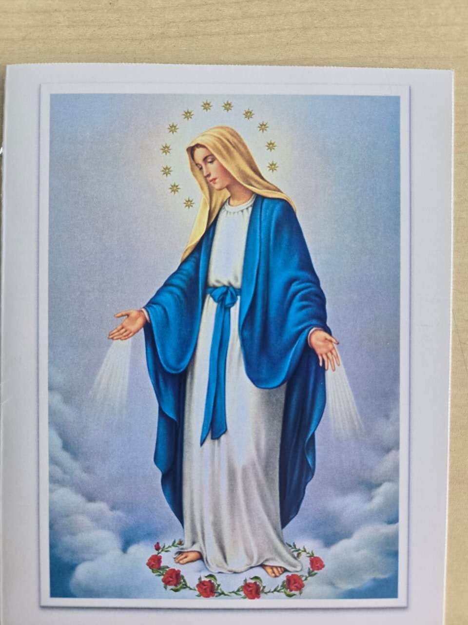 Color portrait of the Virgin Mary, the original image before laser etching