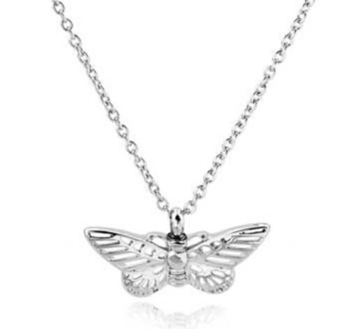 Stainless steel butterfly cremation pendant on a chain