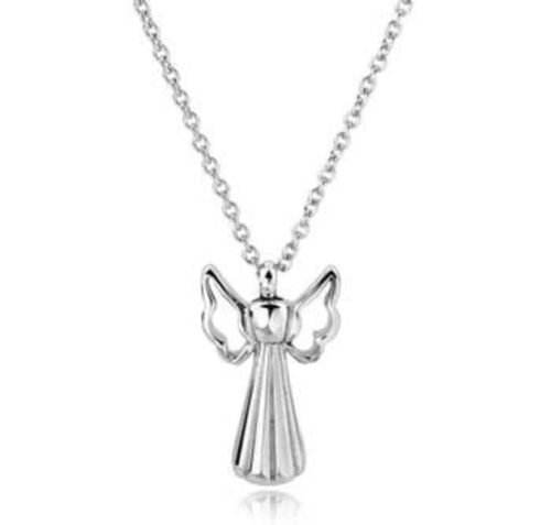 Stainless steel angel cremation pendant on a chain