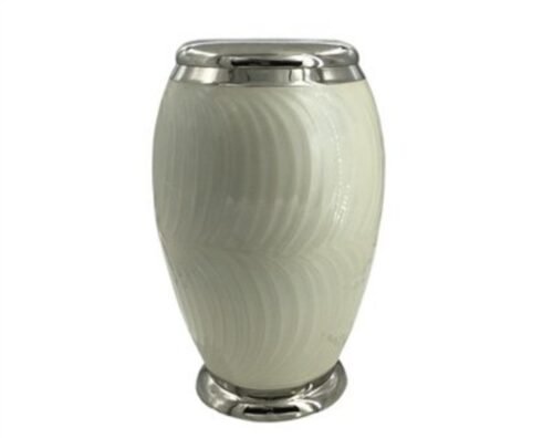 Pearl White Metal Urn MU120