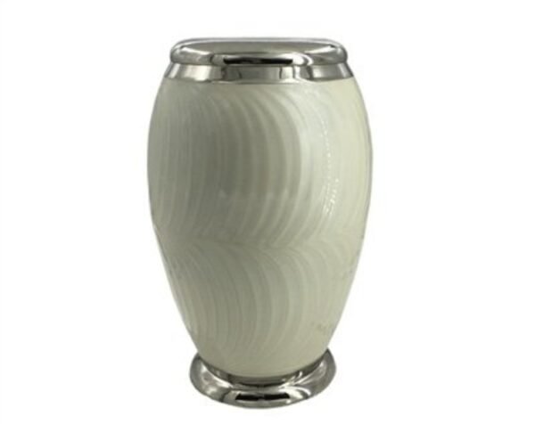 Pearl White Metal Urn MU120