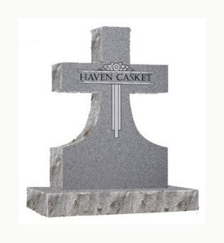 Grey granite cross shaped headstone