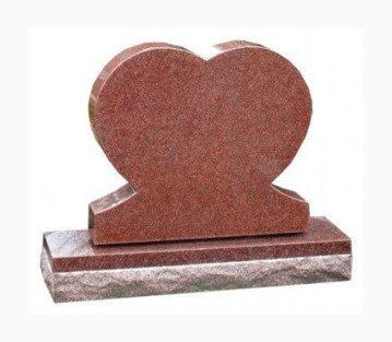 Indian Red granite single heart shaped headstone