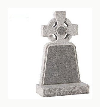 Grey granite Celtic cross headstone with a ring top