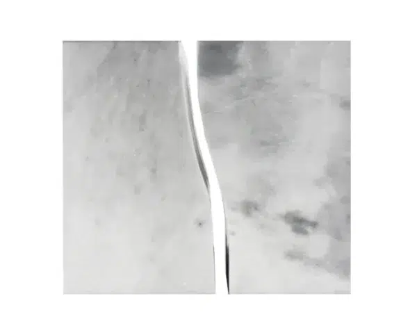 Companion White Marble Urn MAU005, two white marble blocks with soft grey veining that meet along a curved seam