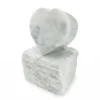 Forever White Marble Urn MAU006, polished heart standing upright on a rough cut white stone block, grey veins in both