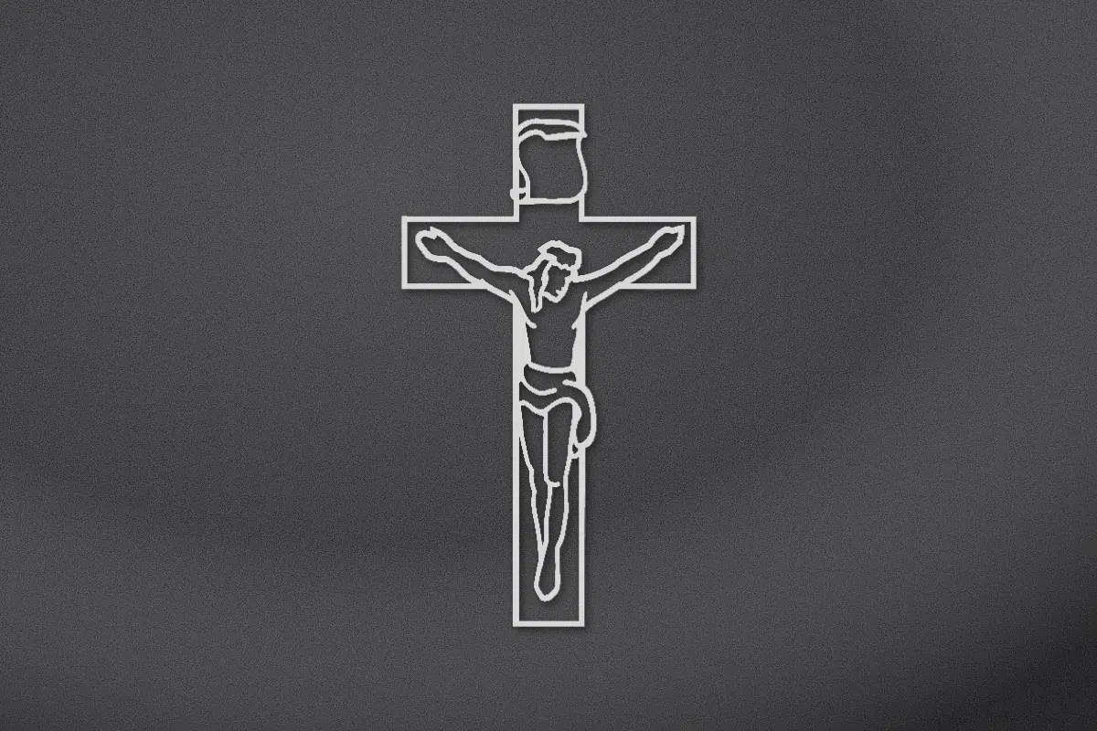 Crucifix engraved on black granite