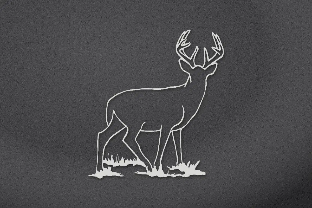 Standing buck engraved on black granite