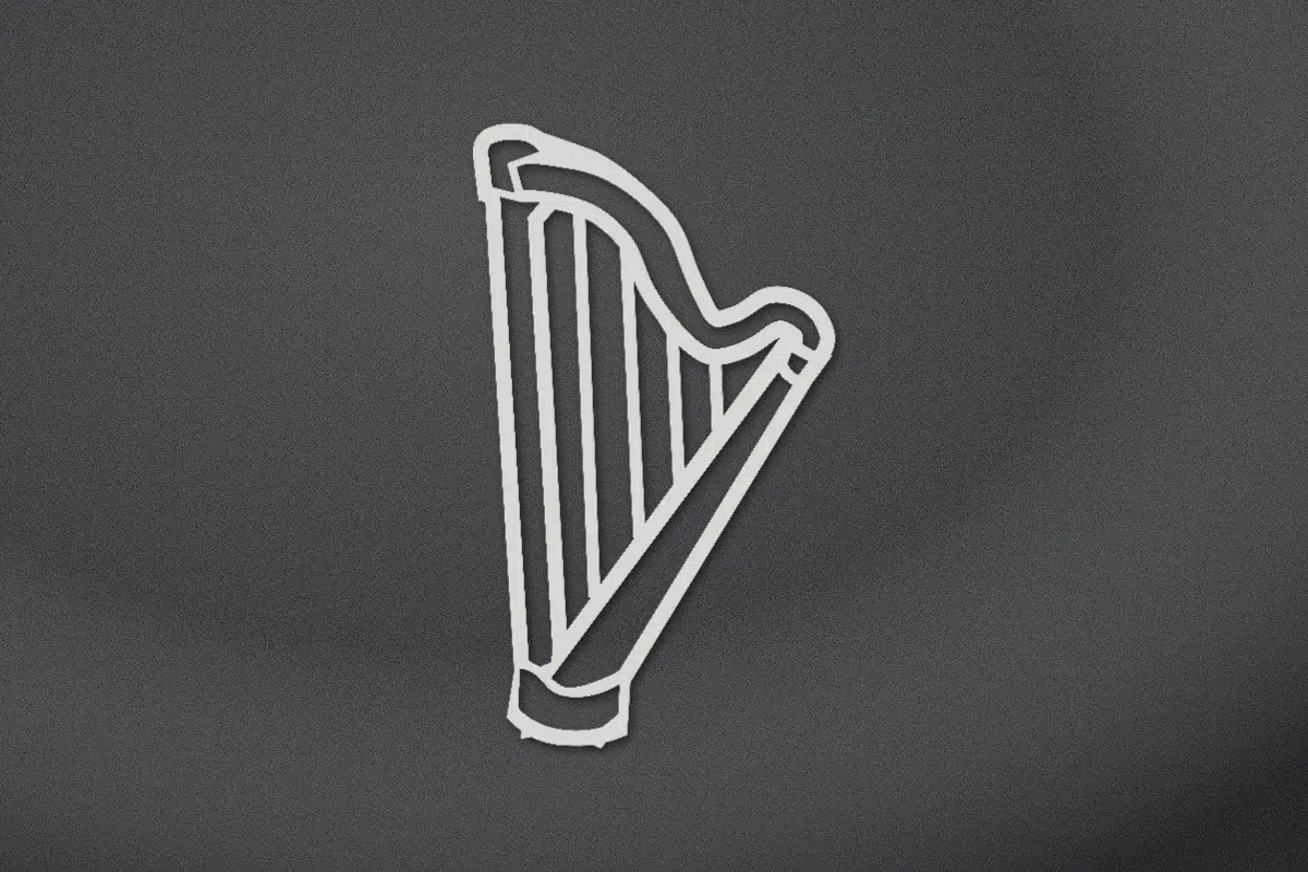 Harp engraved on black granite