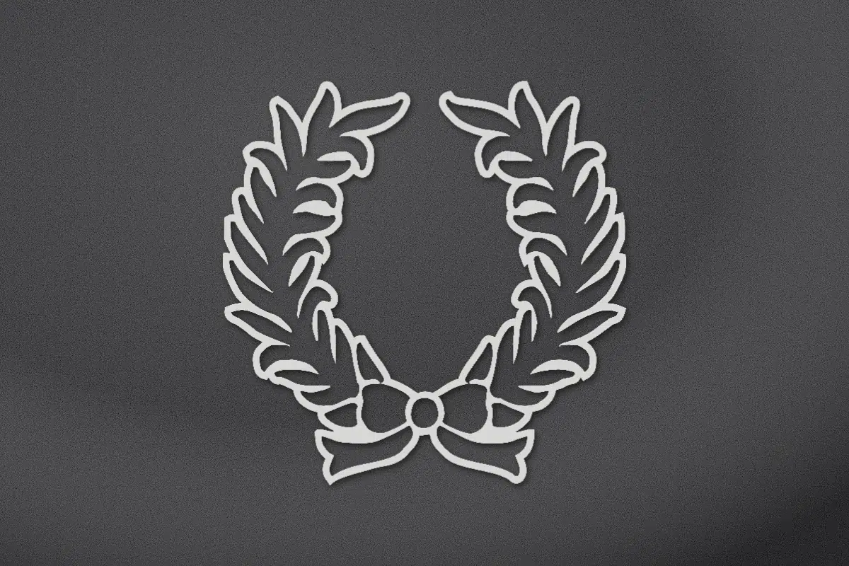 Laurel wreath engraved on black granite