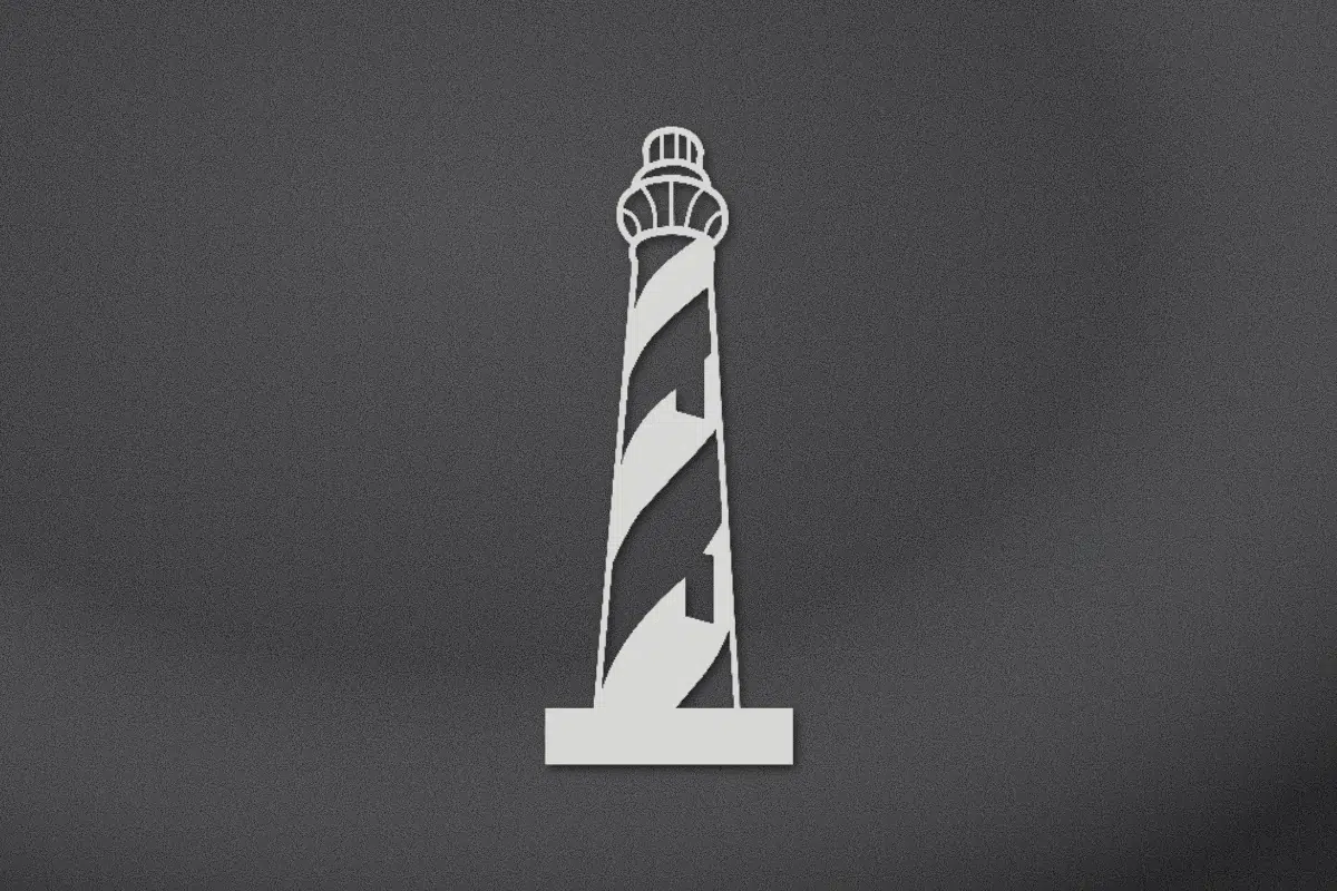 Lighthouse engraved on black granite