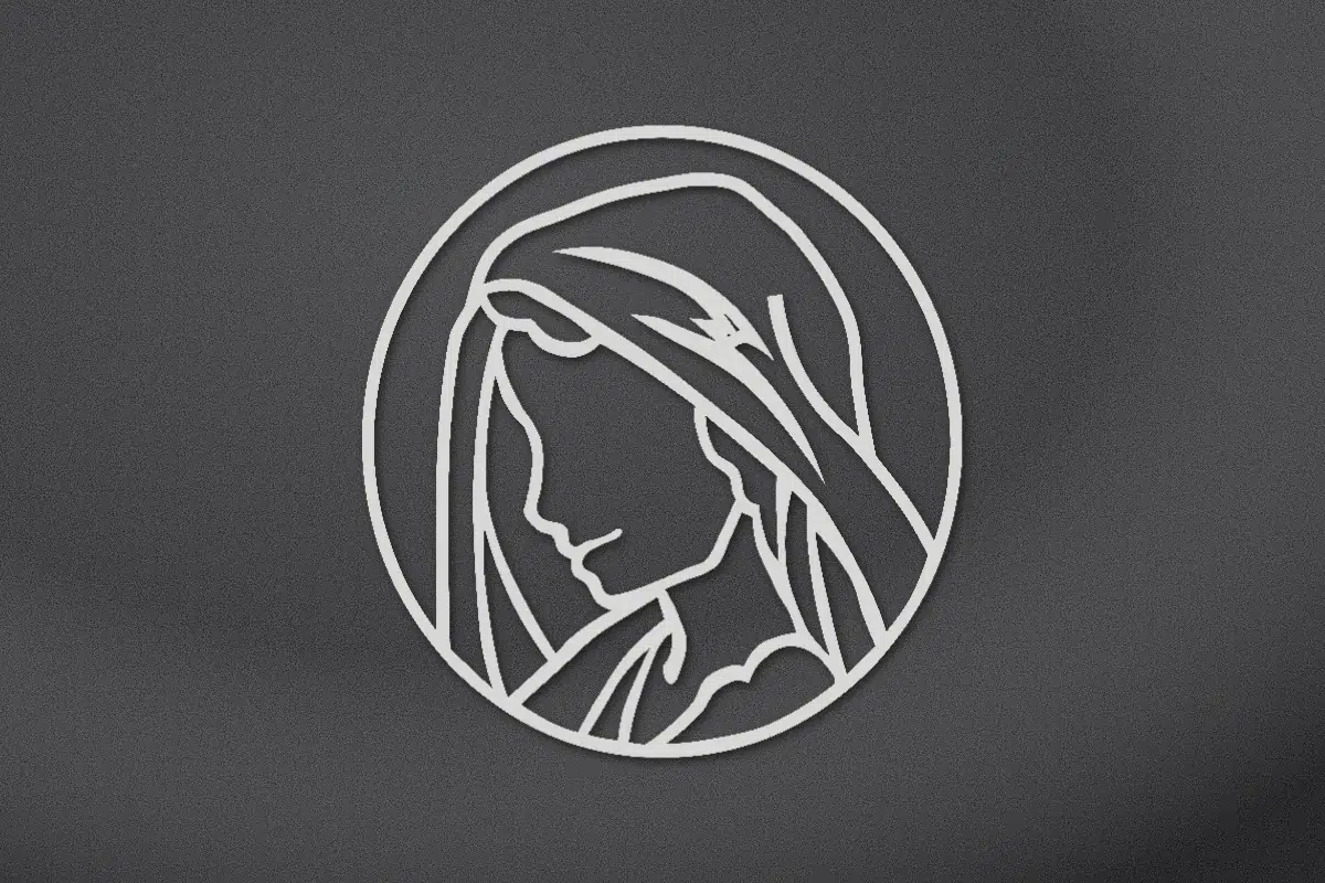 Madonna in profile engraved on black granite