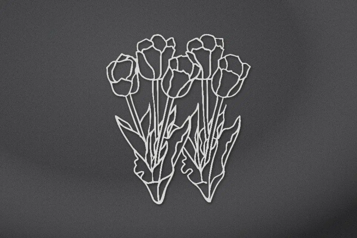 Tulips engraved on black granite