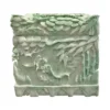 Jade Garden Marble Urn MAU308 Pine and Bamboo Jade Garden Marble Urn MAU308, pale green stone urn carved with pine boughs, bamboo and a bird among clouds
